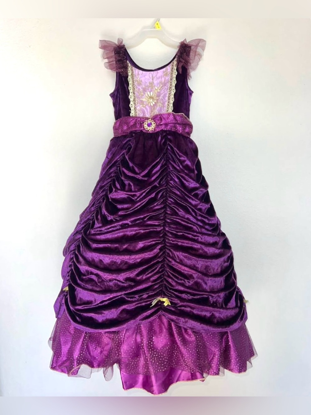 Girls Deep Purple Velvet Princess Halloween Dress Party Gown Size M (7/8)